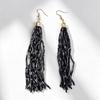 Colorful Tassel Rice Bead Earrings with Long Hooks: Enhance Your Facial Lines