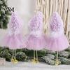 Christmas Tree Ornaments Angel Hanging Ornaments, Decorative Tulle Dress Doll Pendant Cream Aesthetic Home Accents with Bell for Xmas Wedding