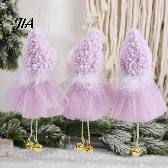 Christmas Tree Ornaments Angel Hanging Ornaments, Decorative Tulle Dress Doll Pendant Cream Aesthetic Home Accents with Bell for Xmas Wedding