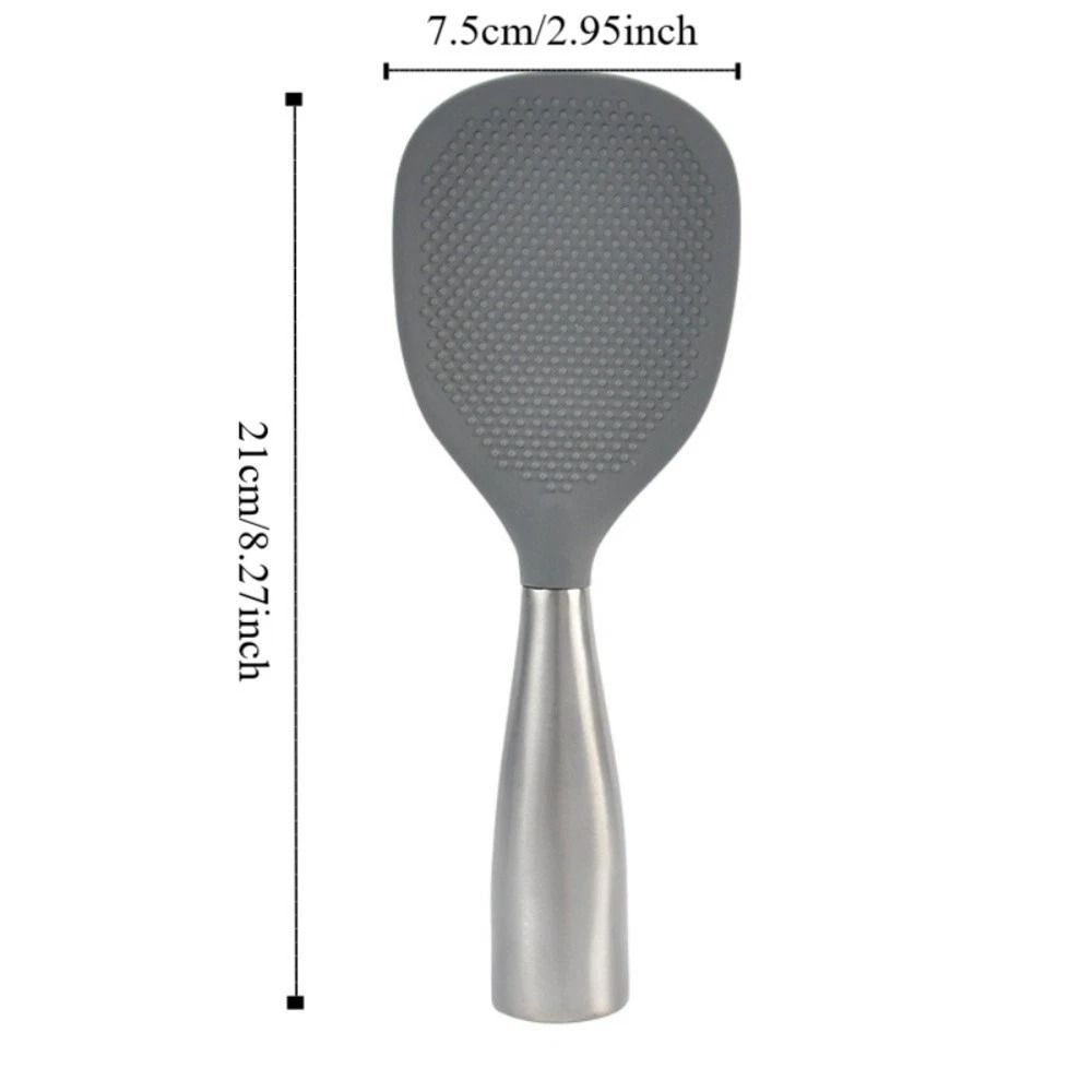 Stainless Steel Handle Silicone Rice Spoon Non-stick Anti Scalding Rice Shovel Heat-resistant Household Canteen Serving Spoon