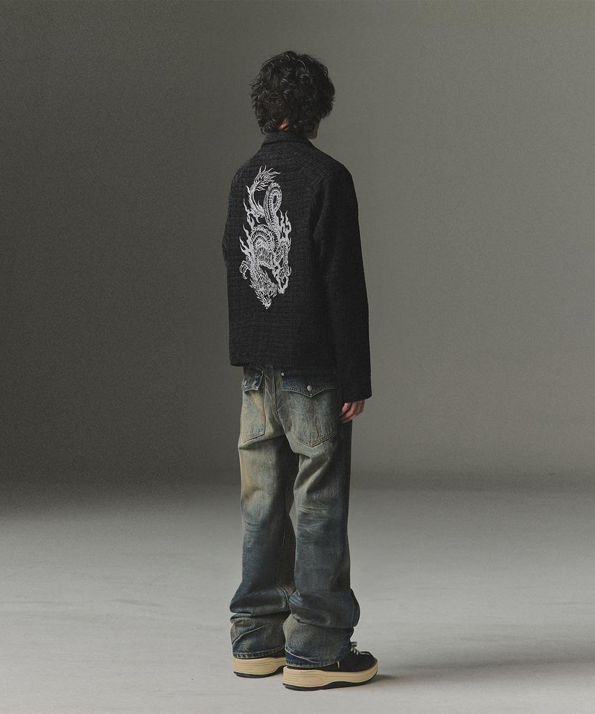Not4Nerd Eastern Dragon Tweed Track Jacket - Black