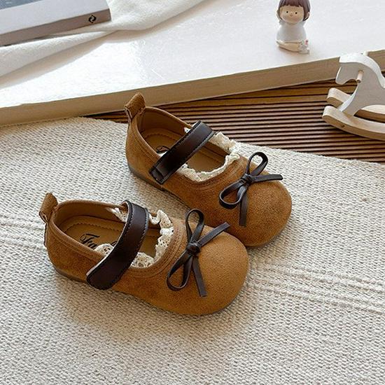 2026 Korean Style Mary Jane Flats: Soft Sole Suede Princess Shoes for Little Girls, Perfect for Spring and Autumn