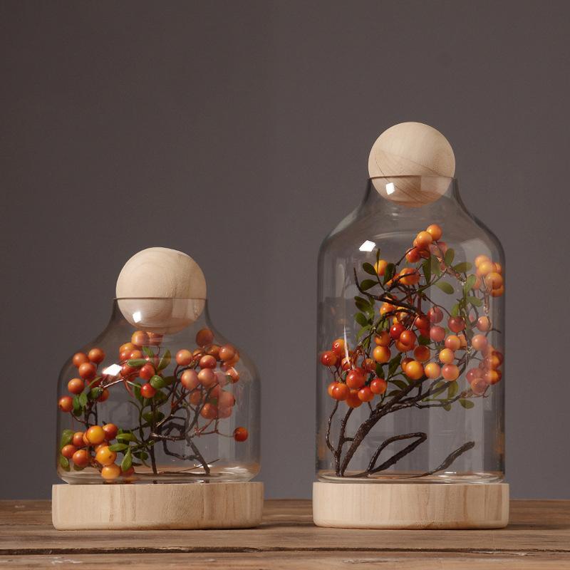 Simple Everlasting Flower Glass Cover Ornaments Living Room TV Cabinet Model Room Home Decorations Valentine's Day Gift