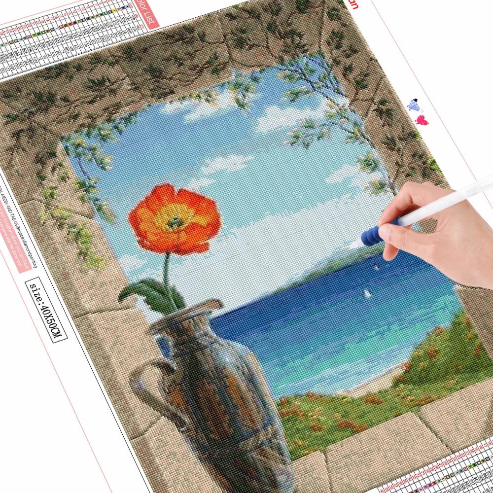 Diamond Painting Seaside Full Square Cross Stitch Kits 5D Diamond Embroidery Landscape Mosaic Door Needlework Home Decor