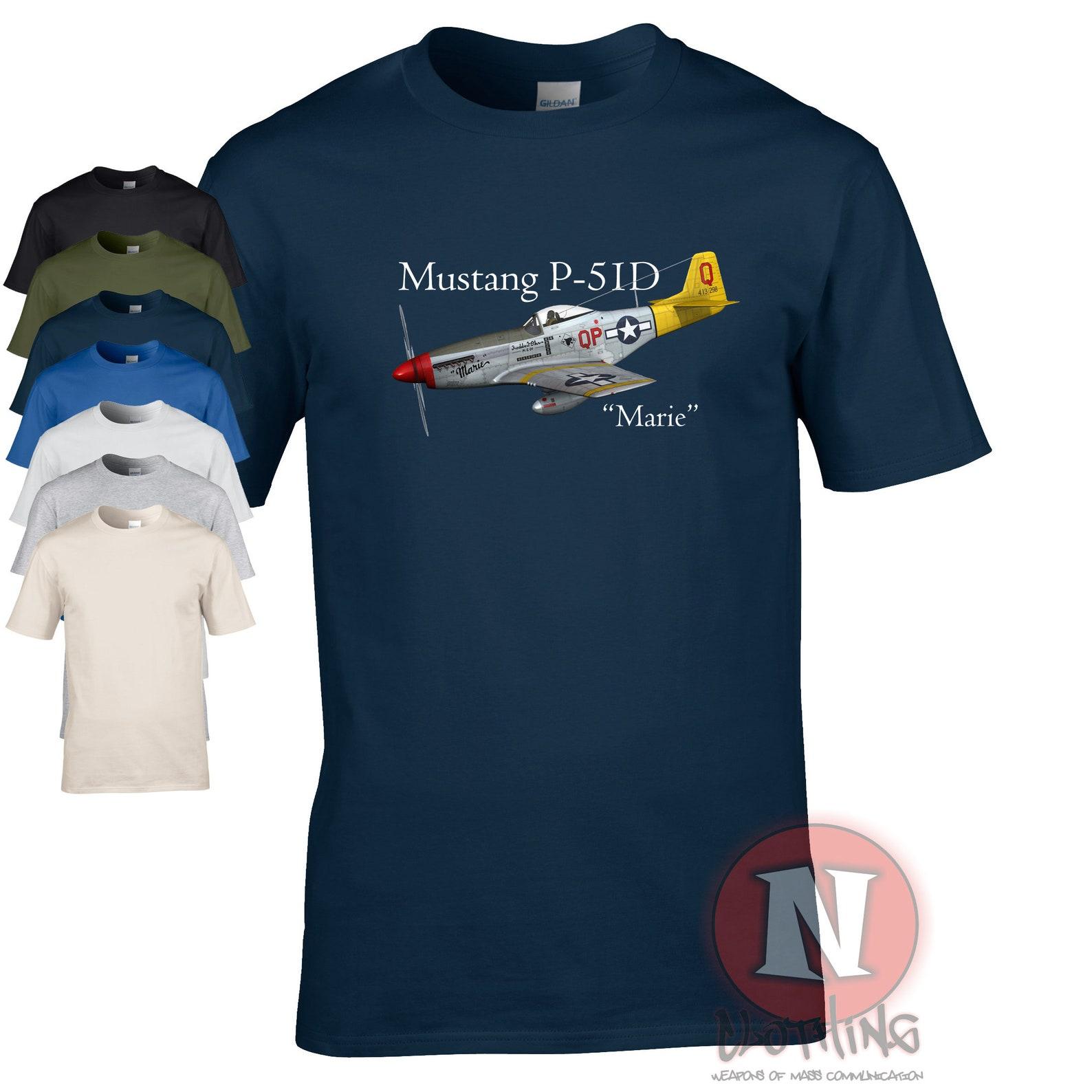 P51 Mustang Marie fighter aircraft T-Shirt USAF design. The legendary World War 2 fighter aircraft 4XL