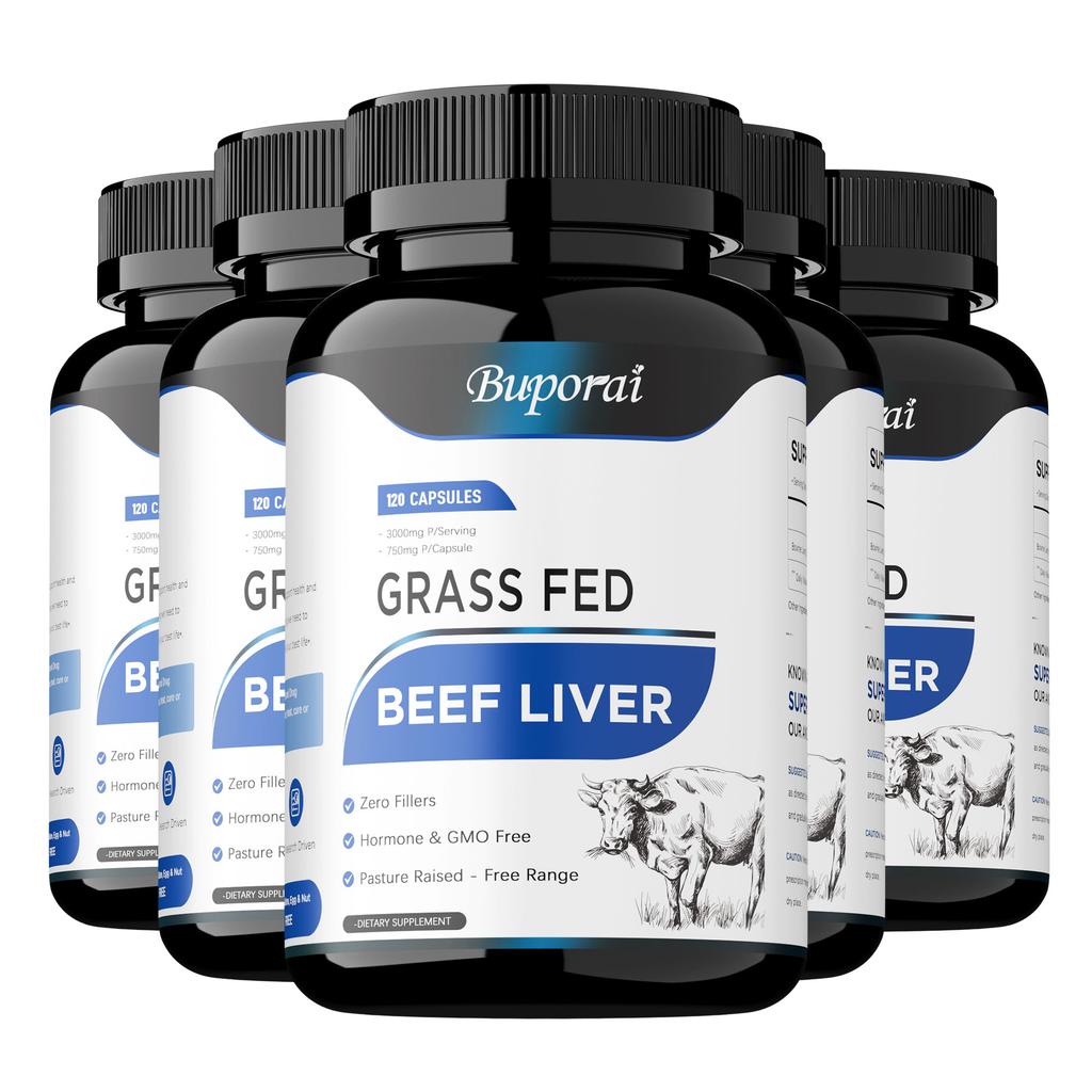 Integratore di Fegato di Manzo Buporui da Animali Allevati al Pascolo, Materia Prima di Fegato di Manzo Liofilizzato, Supporto Nutrizionale Naturale, Aumenta la Vitalità Corporea