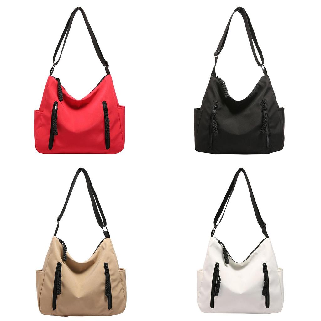 Large Capacity Nylon Shoulder Tote Bag With Inner Pouch And Soft Structure For Students