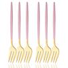 6Pcs Pink Gold Dinnerware Set Stainless Steel Small Fork Cutlery Cake Fork Fruit Fork Dessert Fork Flatware Kitchen Accessory