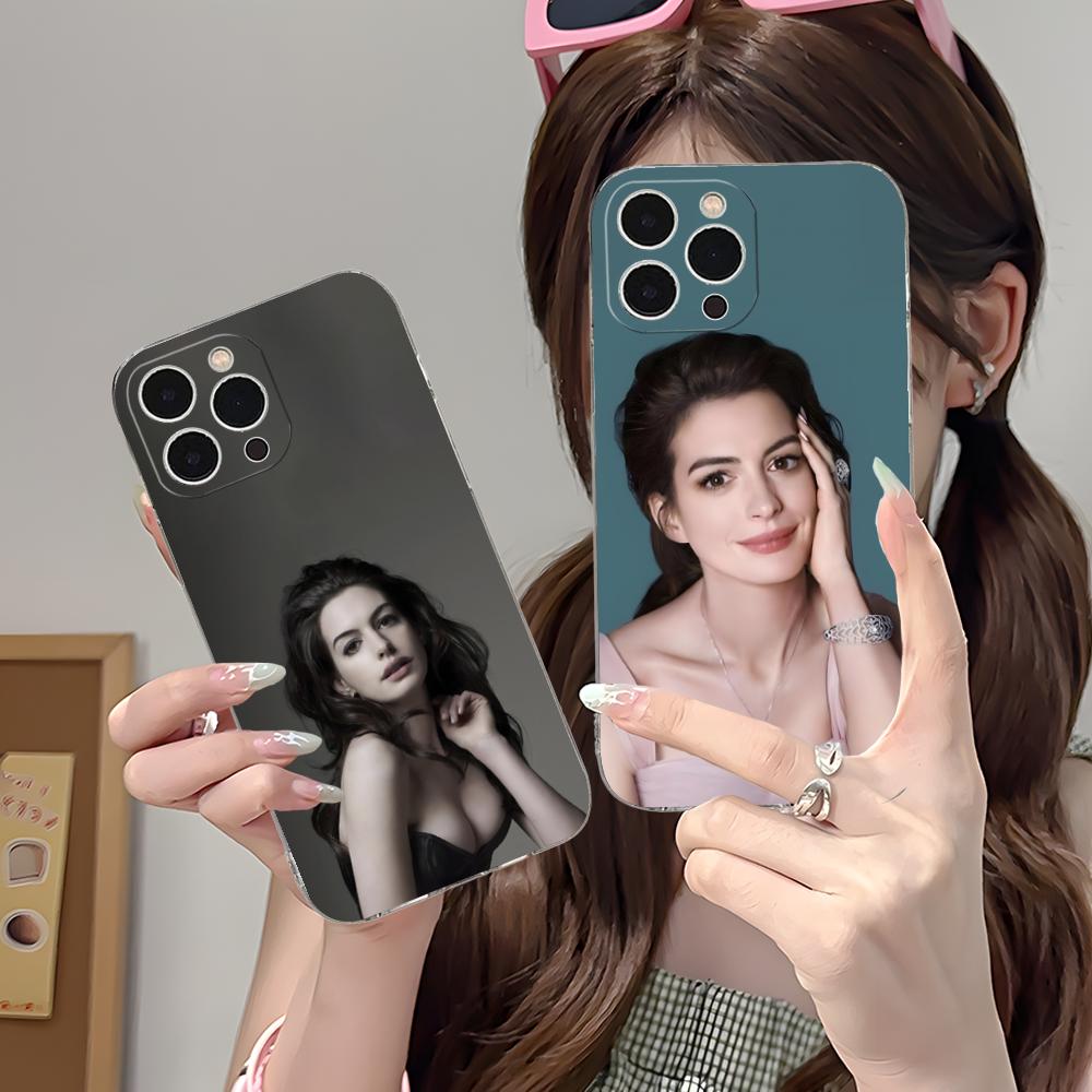 Anne Hathaway Mobile Phone Case for iPhone 17 16 15 14 13 12 11 X XR XS Air Pro Max Plus Mini Clear Colorful Cover Cover Pretty