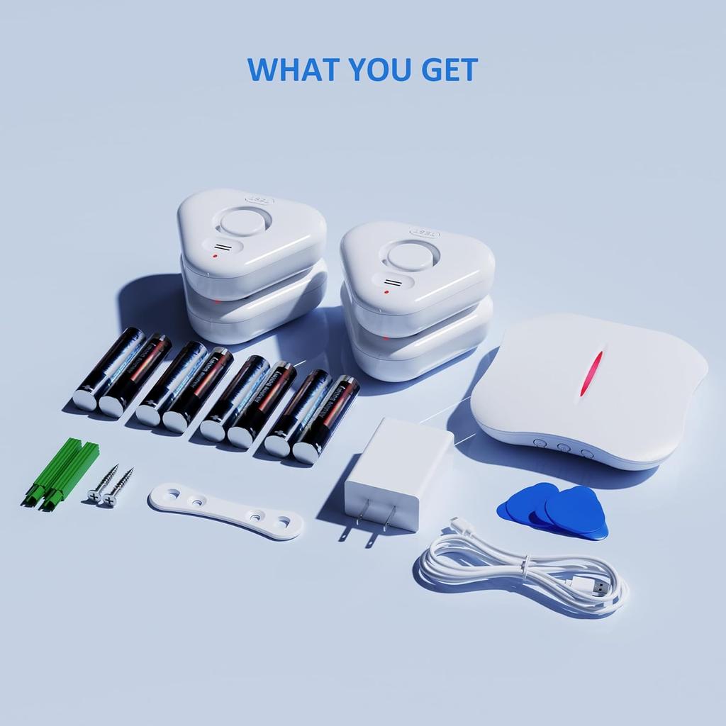 Smart Water Leak Detectors for Home WiFi with App Alerts, Stechro Ajustable 120dB Water Sensor Alarm Leak Detector for Basements Sink Kitchen