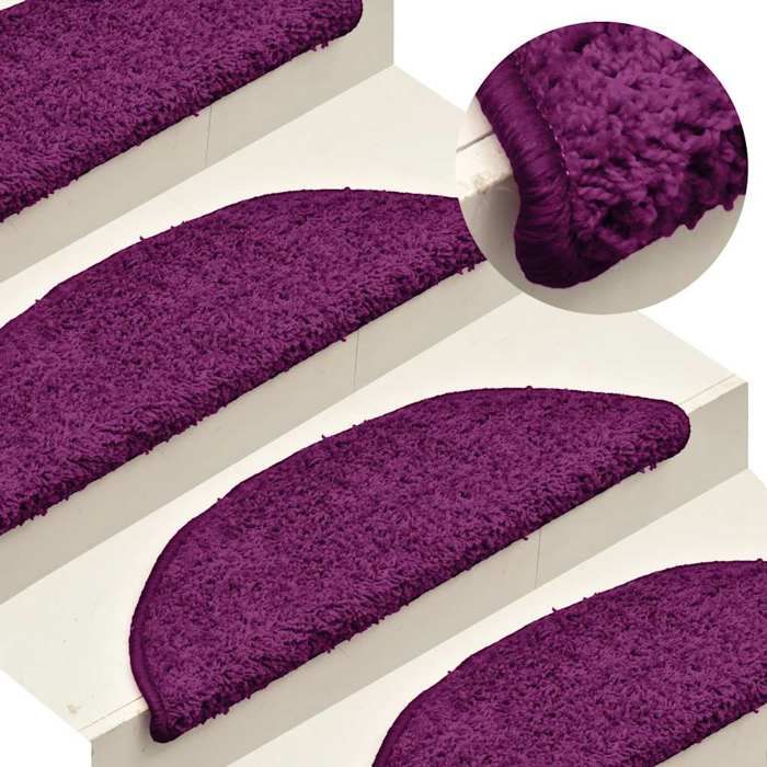 VidaXL Tapis d'escalier 15 pièces 56 x 17 x 3 cm Rose Demi-rond 322380