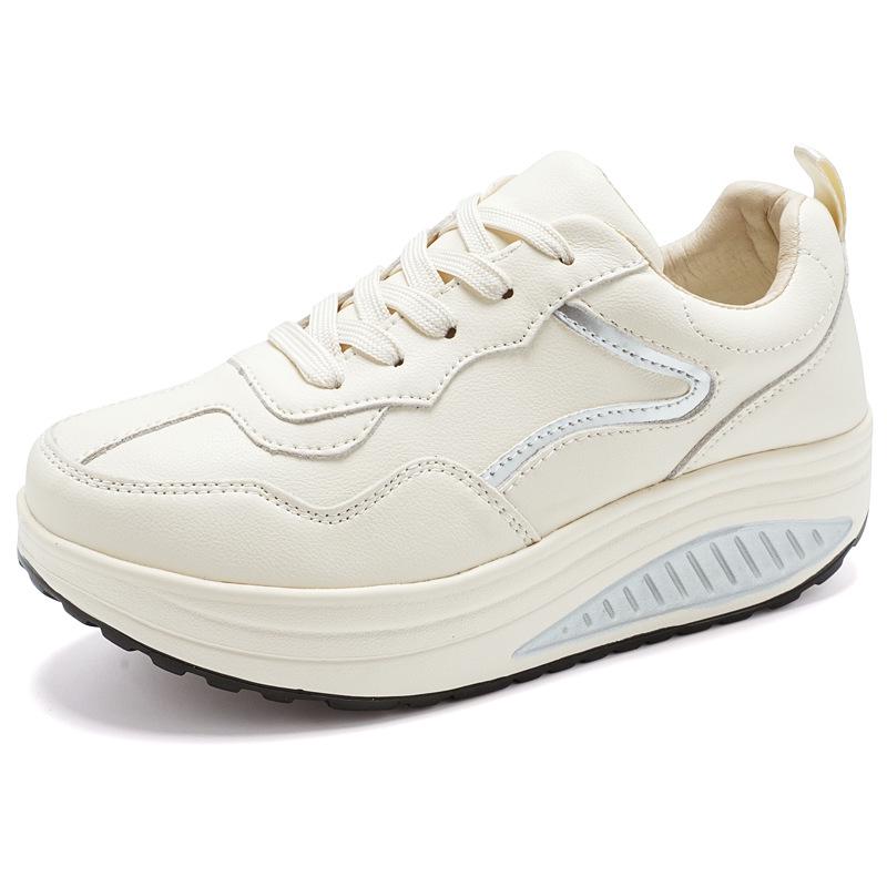 Echtes Leder Dicke Sohle Höhenvergrößernde Sneaker - Lässige Rocker Sportschuhe für Frühling und Herbst