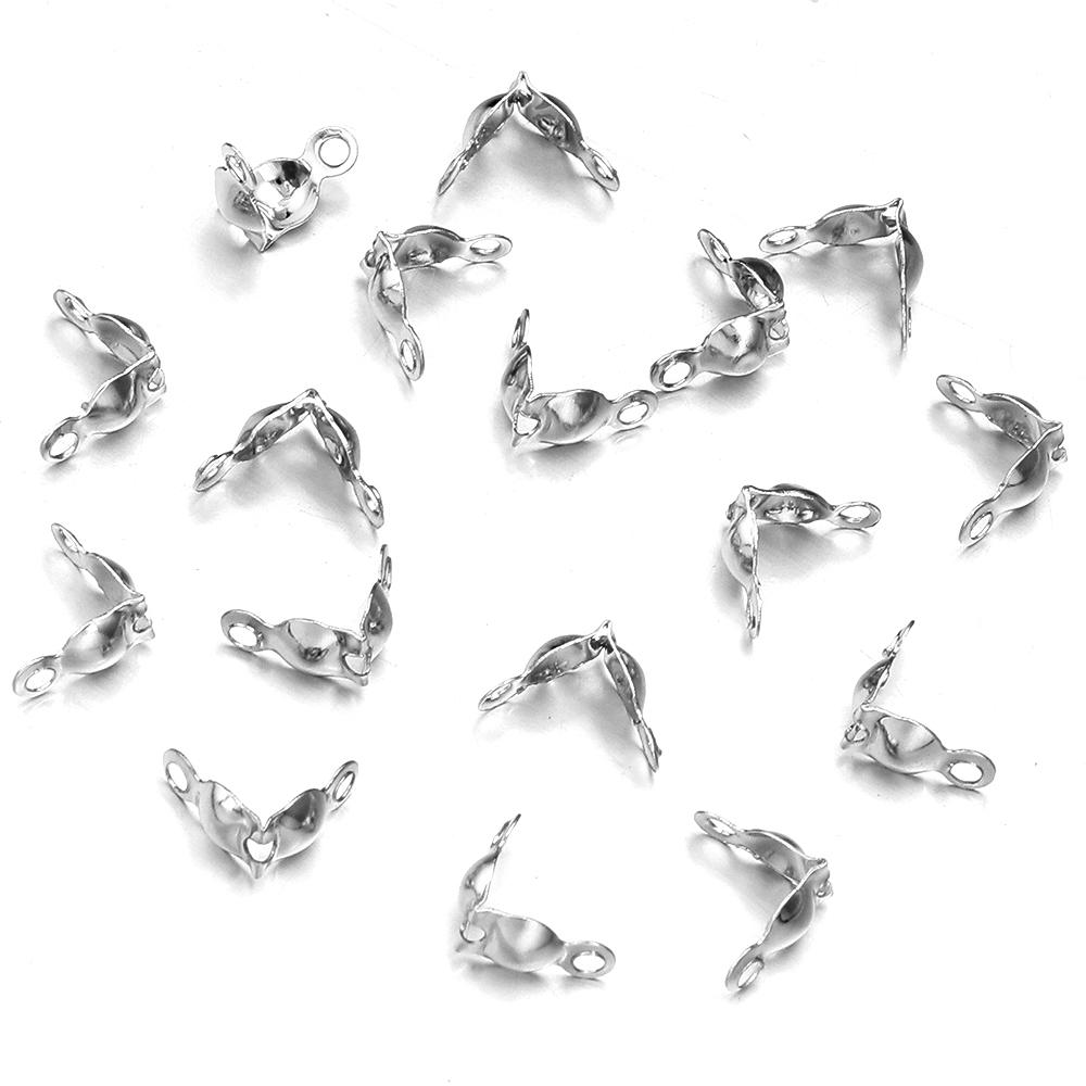 200pcs/lot Connector Clasp 4x7.5mm Crimp End Beads Calotte Fitting Ball Chain Buckle Components For Jewelry Making DIY Bracelets