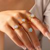 Australian Gemstone Rhinestone Ring Niche Light Luxury Opening Adjustable Stainless Steel Plated 18K Gold Jewelry Women