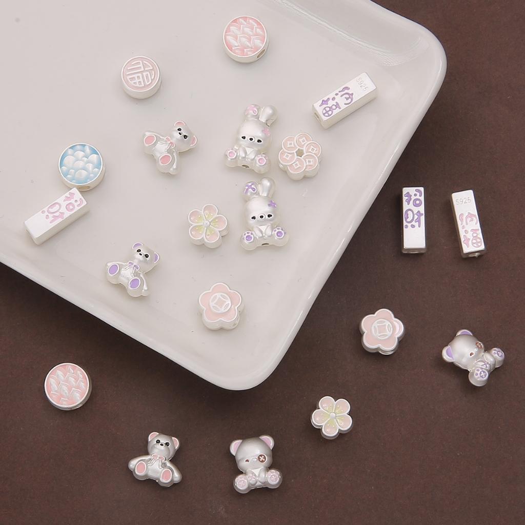 1pc Little Alloy Bear Bead Bunny Beaded Lucky Beads DIY Charm Beads Handmade Jewelry Accessories