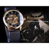 Forsining Watch Men's Fashion Casual Roman Digital Mesh with Hollow Automatic Mechanical Watch GMT1040-8-A