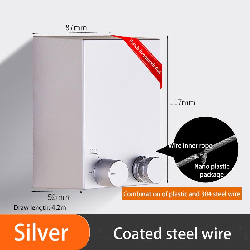 Punch-Free Retractable Clothesline Hotel Wall Hanging Clothes Drying Rack Indoor Steel Wire Invisible Organiser Laundry Hanger