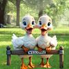 Cute Ducks Garden Stake, 2D Acrylic Rooster Decoration, Farmhouse Yard Art Stake, Outdoor Duck Welcome Sign for Lawn Flower Bed