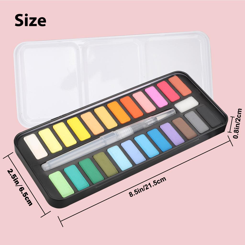 Mini Watercolor Paint Set Box Portable Lightweight Travel-Sized Moisturizing Palette for Painting and Sketching