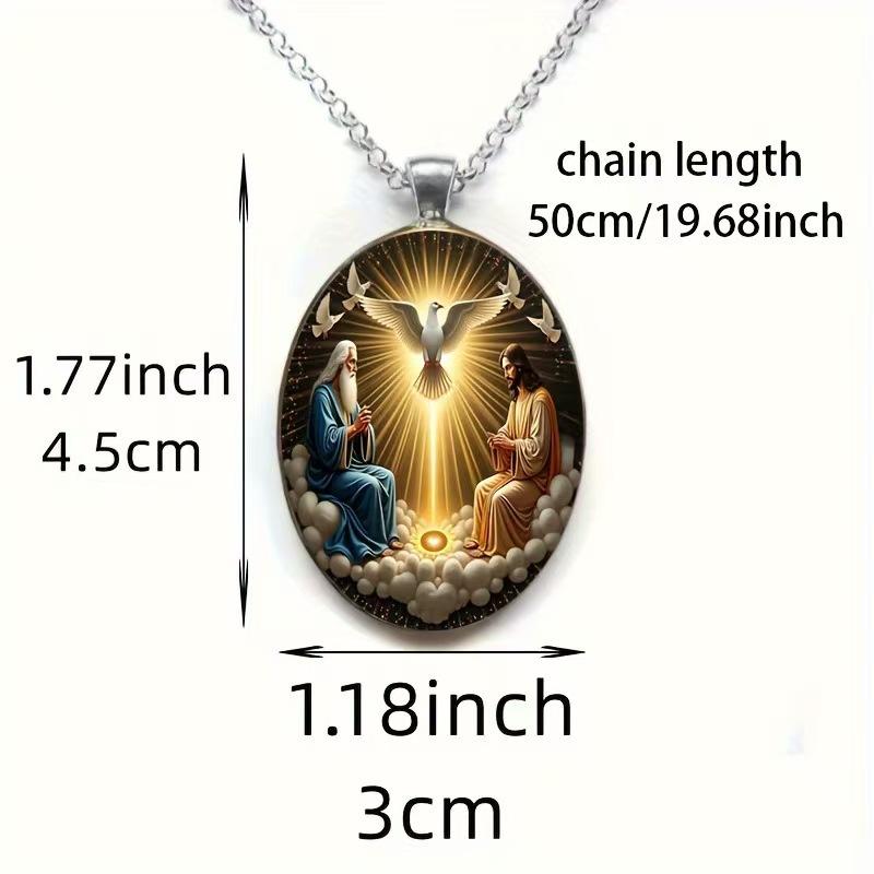 Vintage Oval Glass Alloy Pendant Necklace Jewelry