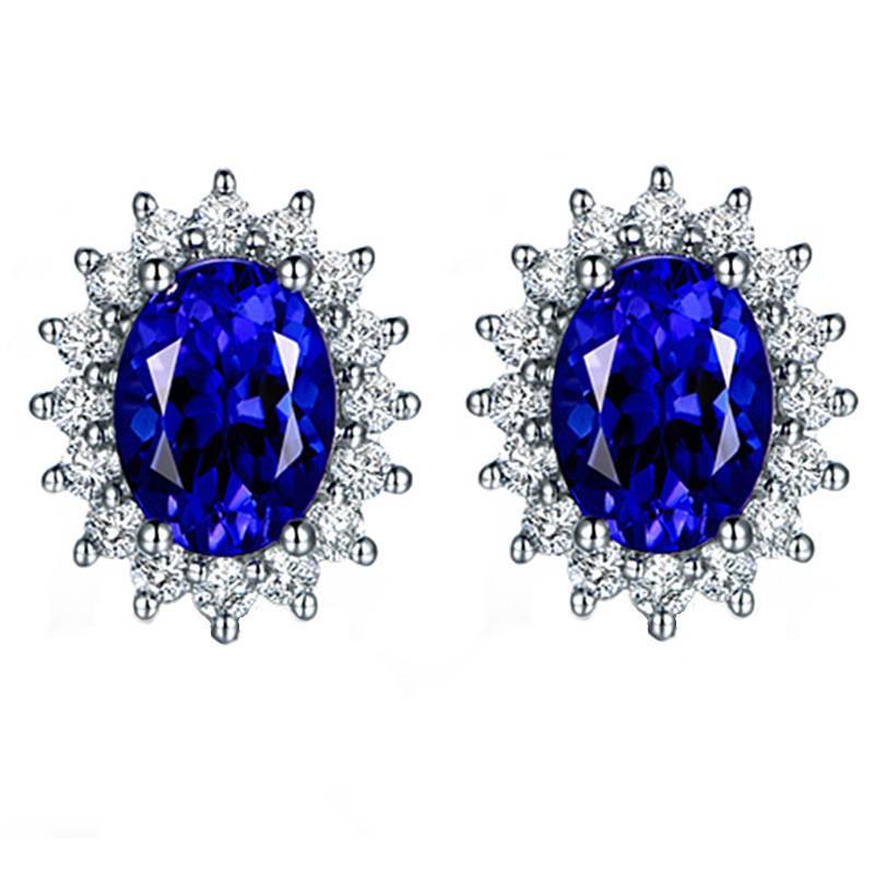 Sterling Silver S925 Zircon Six-Claw Earrings for Women