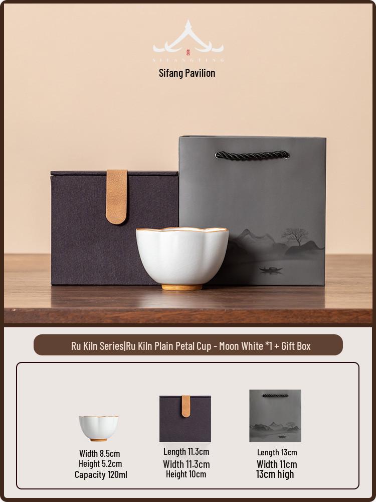 Ru Kiln Large Capacity Ceramic Tea Tasting Cup - Gongfu Tea Set for Home.