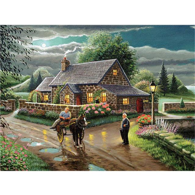 5D-Diamantgemälde zum Selbermachen, Winter-Schnee-Landschaft, volles Quadrat, Diamant-Handwerk, Heimdekoration, Geschenk, Kreuzstich-Set, Mosaik-Muster