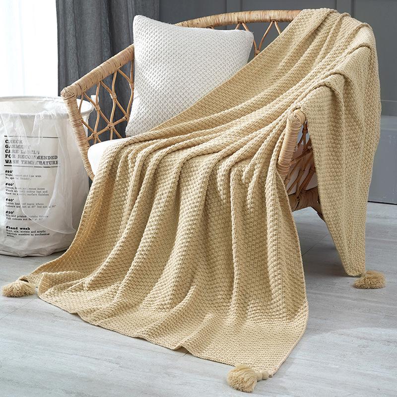 Cross-Border Knitted Lightweight Shawl: Cozy Autumn/Winter Blanket for Office, Airplane & Leisure