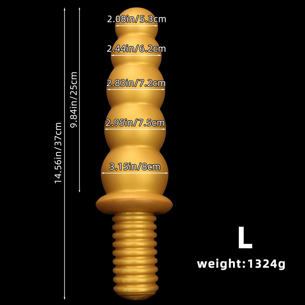 Extra Large Gold Silicone Threaded Vibrator Anal Plug Anal Diverter Dildo Sex Toy Realistic Penis Big Dick