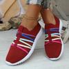 Fashion Colorful Strap Breathable Knitted Flats Women 2025 Summer Hollow Out Soft Bottom Mesh Slip On Casual Shoes Woman Plus Size