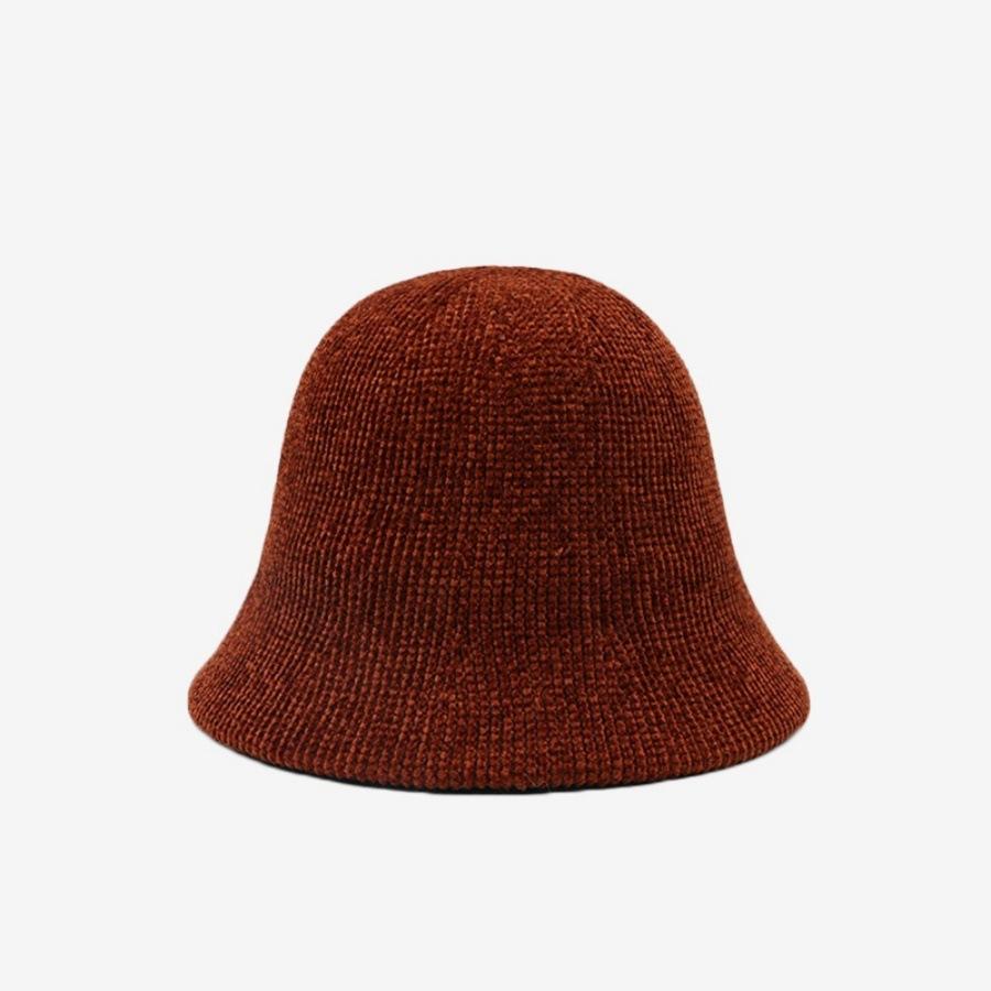 Bucket hat knitted bucket autumn and winter thermal hat children simple face small leisure basin hat