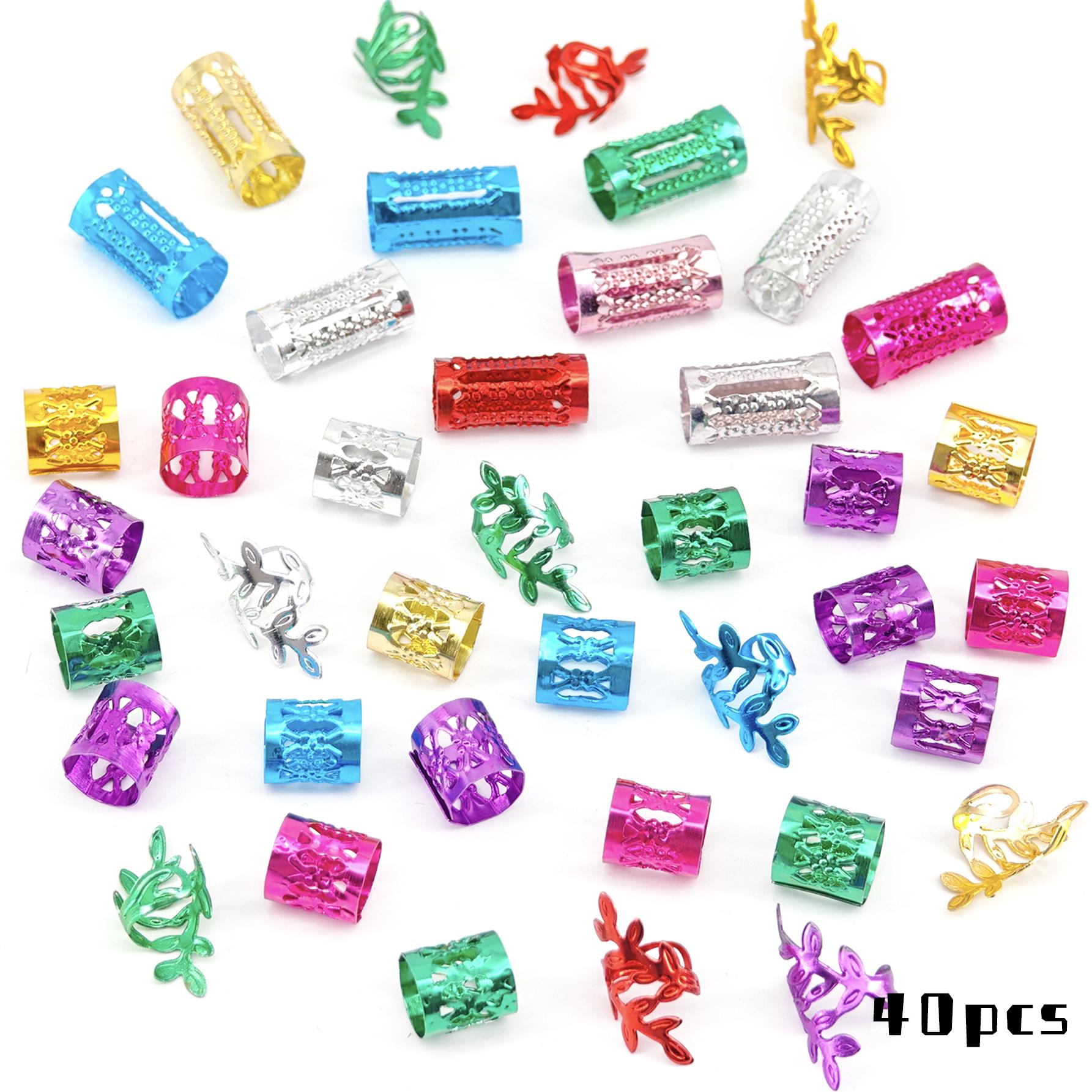 

40pcs mixed color Hollow Out Dreadlock Hair Jewelry Accessories Street hip-hop style hair rings for women girls Music festival