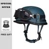 Factory Price Motorcycle Helmets German Style Leather Half Face Helmet DOT Cap1/2 Shell Helmets+Goggles Low Profile Helm Casque