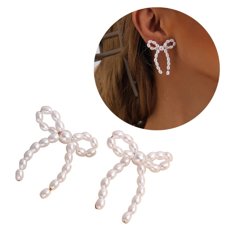 Temperament Dangle Earrings Pearl Bowknot Pendants Pendant Earrings Jewelry