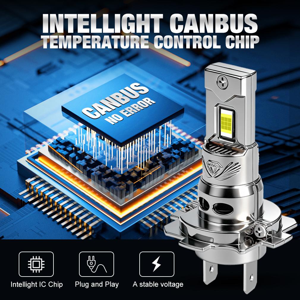 2Pcs 30000LM H4 H7 LED Headlight Bulbs Mini Turbo H11 LED H8 9005 HB3 H1 80W Car Fog light Hi lo beam Headlamp Auto Plug&Play Lamp 6500K White