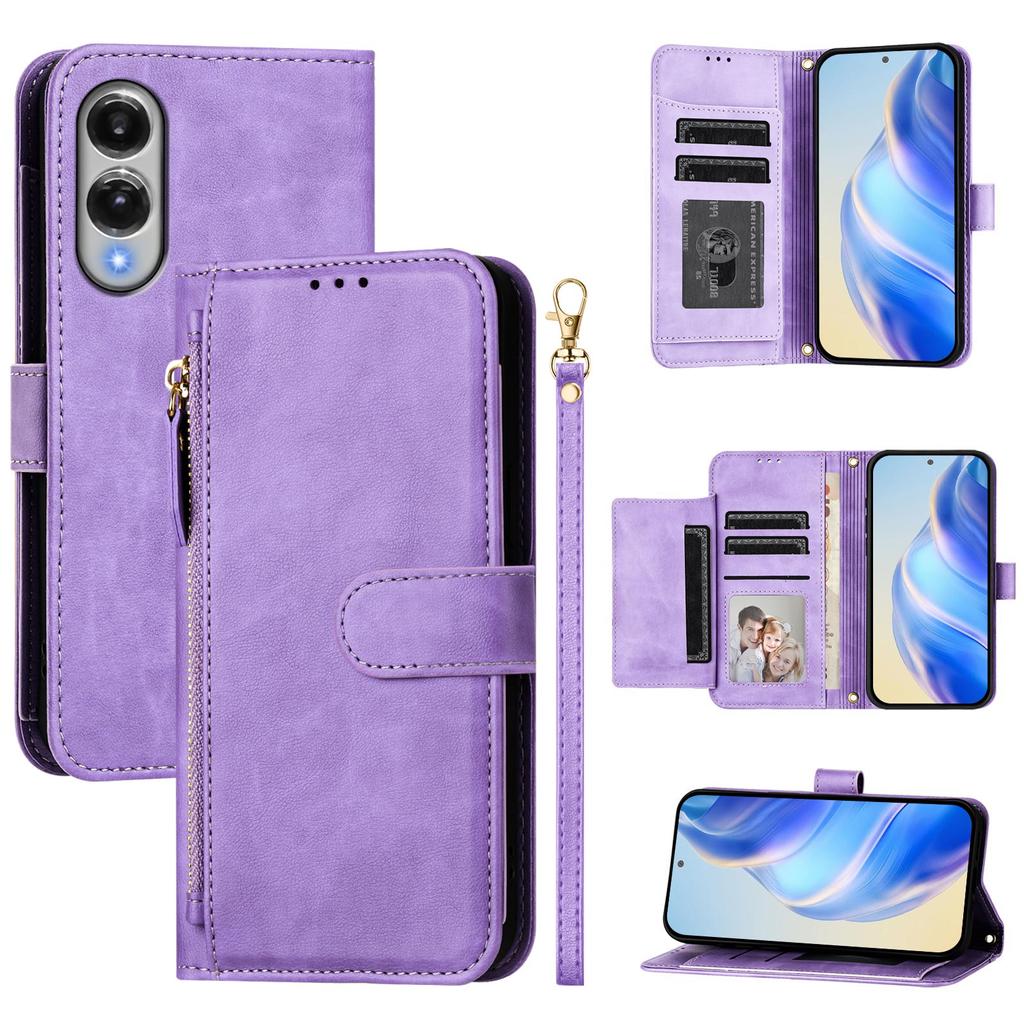 For Samsung Galaxy S25 Edge Case Zipper Pocket Multiple Card Slots Leather Phone Cover