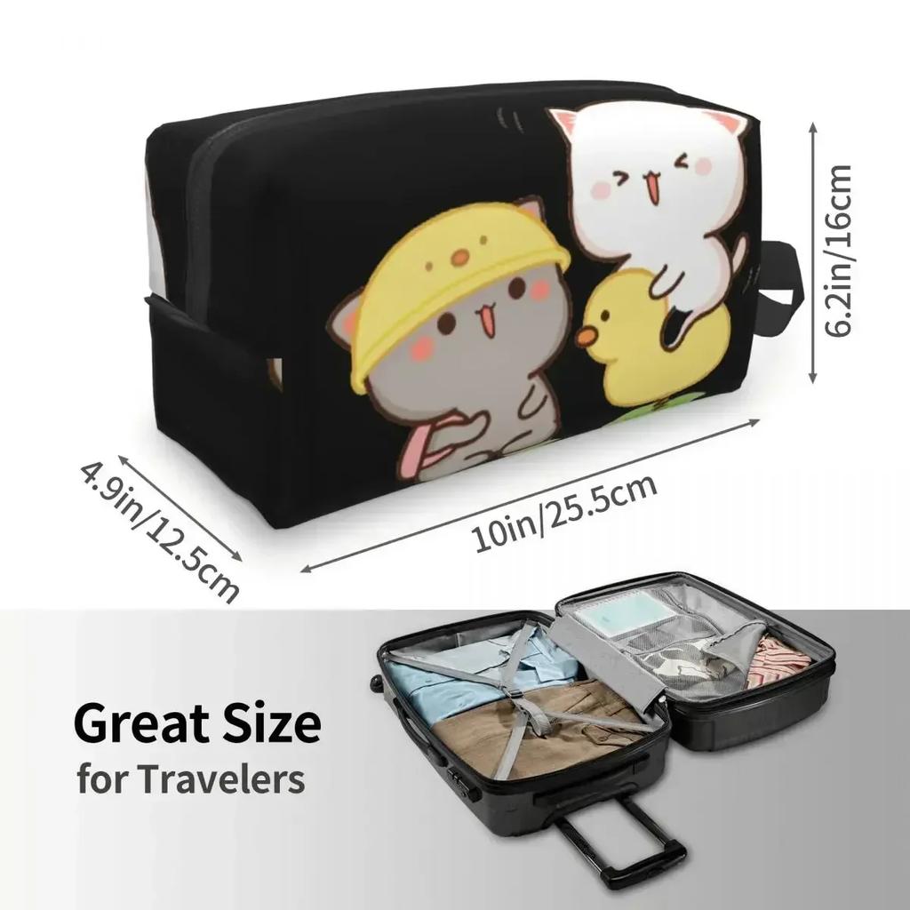 Peach And Goma Travel Cosmetic Bag for Women Kawaii Makeup Toiletry Organizer Lady Beauty Storage Dopp Kit