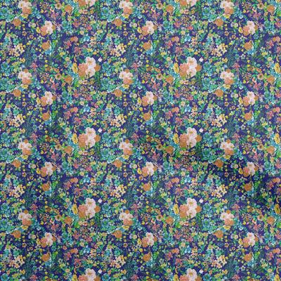 Cotton Flex Blue Fabric Florals Quilting Supplies Print Sewing Fabric By The Yard 40 Inch