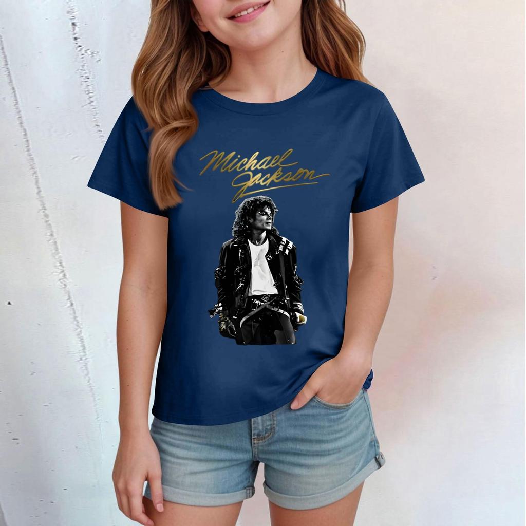 Kids Print Round Neck Short Sleeve Casual T-shirt
