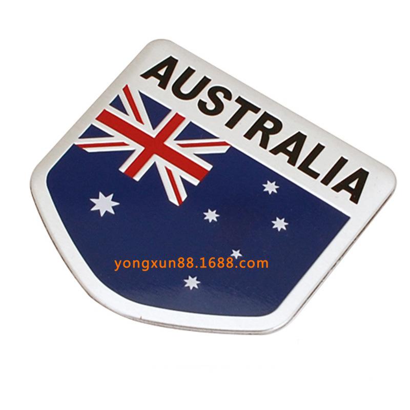 Germany UK Italy USA France Flag Metal Car Badge Decal Sticker, Patriotic Modified Nameplate Emblem For Car Body Exterior