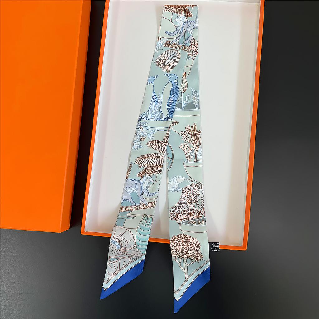 Double Colored Paisley Twill Silk Scarf New Brand Design Luxury Scarf Women Foulard Skinny Bag Scarves Neckerchief Hair Headband