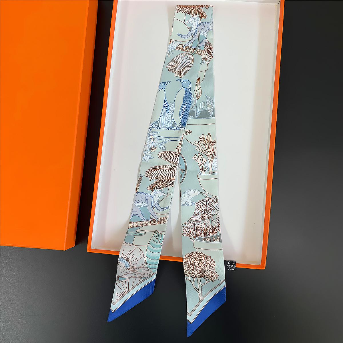 

2024 Новый Мультяшный Узор Дизайн Бренда Твиловый Шелковый Шарф Роскошный Шарф Женский Фуляр Узкий Шарф для Сумки Шейный Платок Повязка на Голову