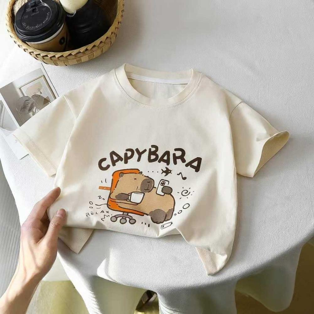 Girl's T-shirt, short sleeved top, animal print casual T-shirt