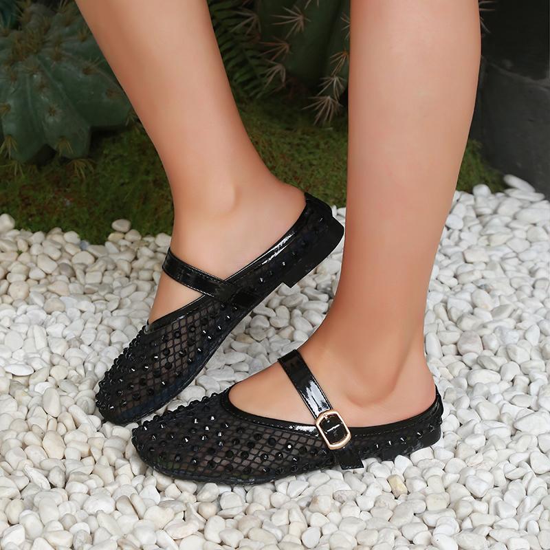 

Женские сандалии сетчатые дышащие модные дизайнерские брендовые женские сандалии новые на плоской мягкой подошве туфли Мэри Джейн женские сандалии для женщин 40 чёрный