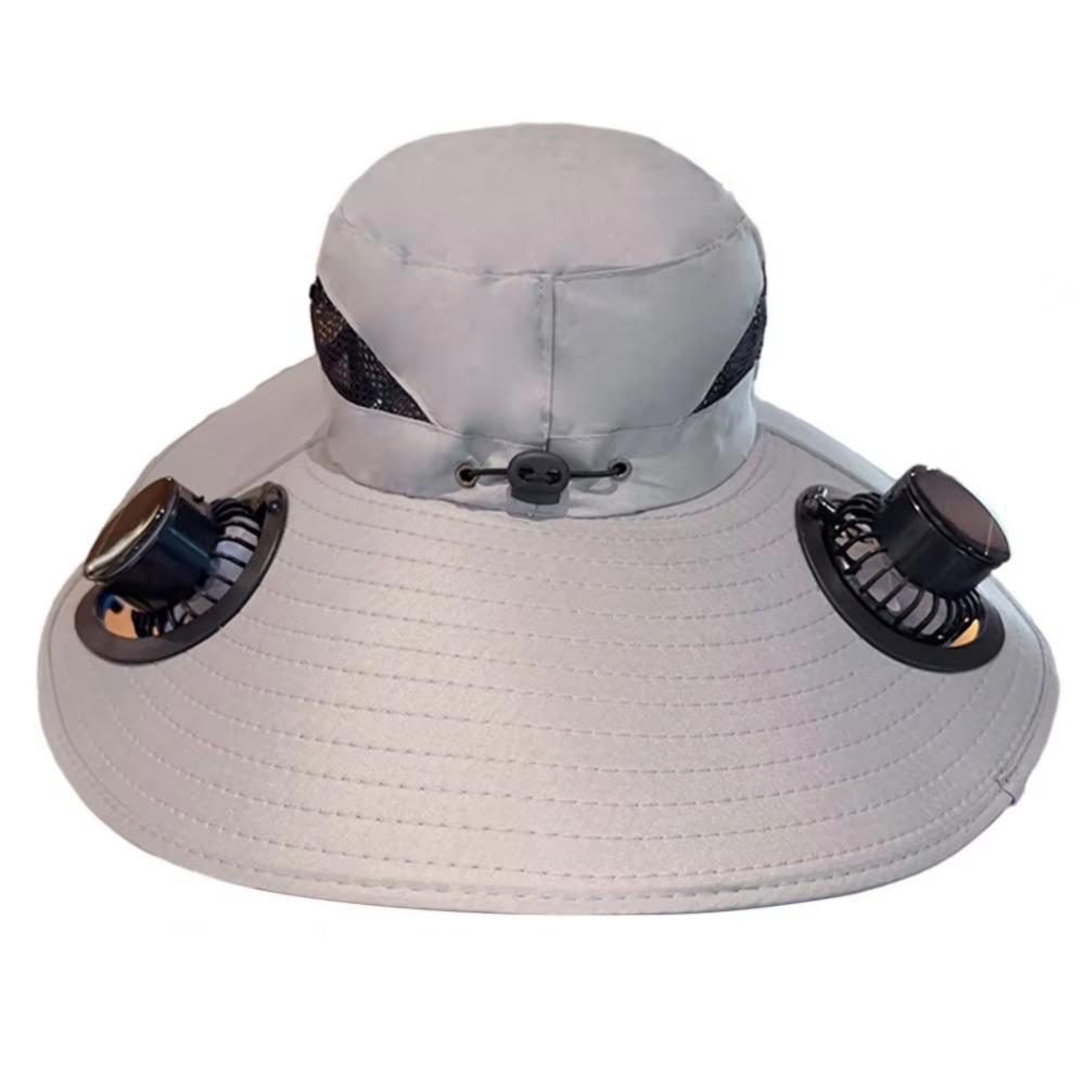 Dual Fan Wide Brim Sun Cap Breathable Adjustable Visor Cap Cooling Fisherman Hat  Fishing