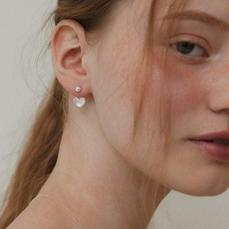 TATIANA (925 Silver) Aurora Heart Pearl Ear Jacket Earrings EC3079