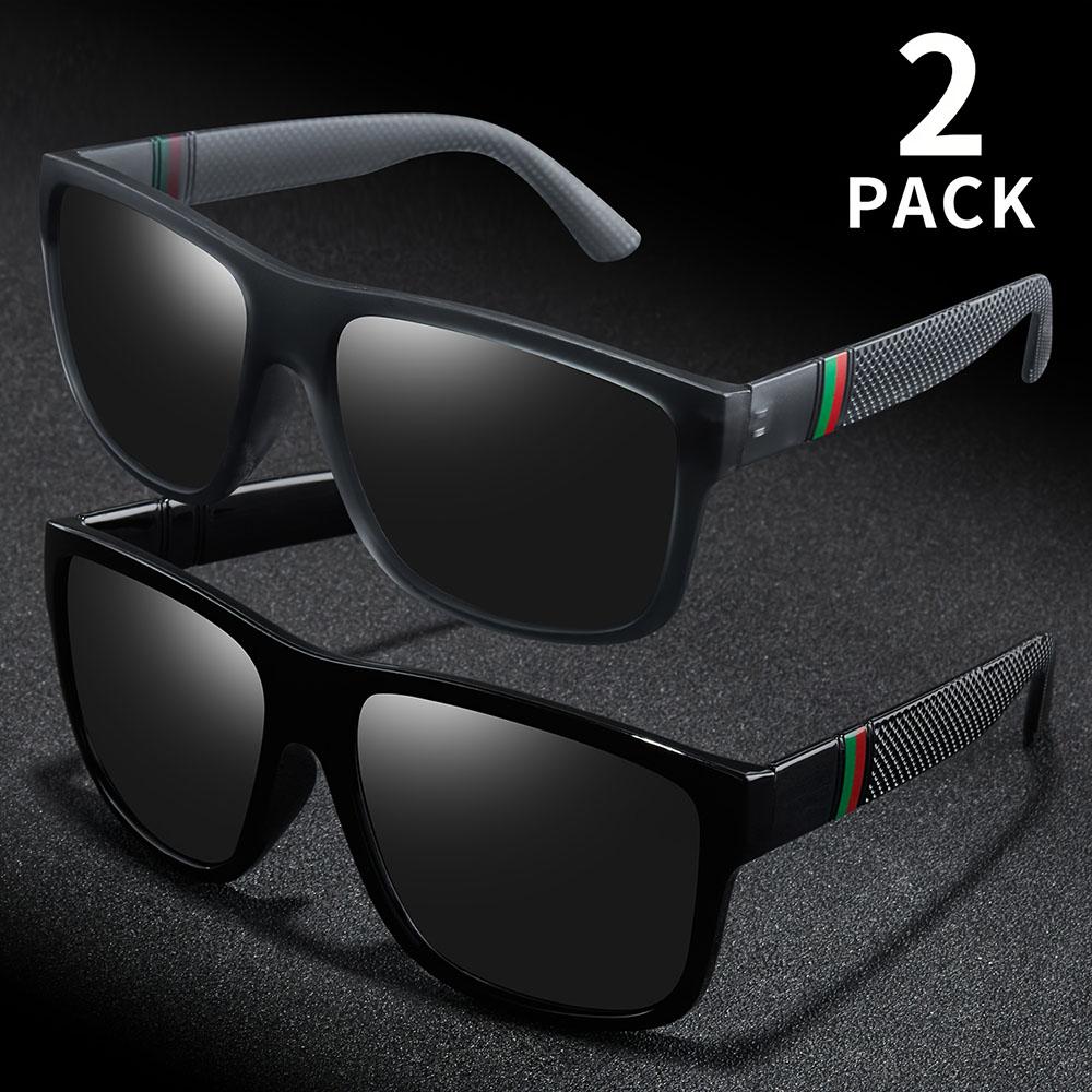 2PCS Polarized Sunglasses Brand Designer Vintage Sunglasses Man Fashionable Driving Sun Glasses Eyewear
