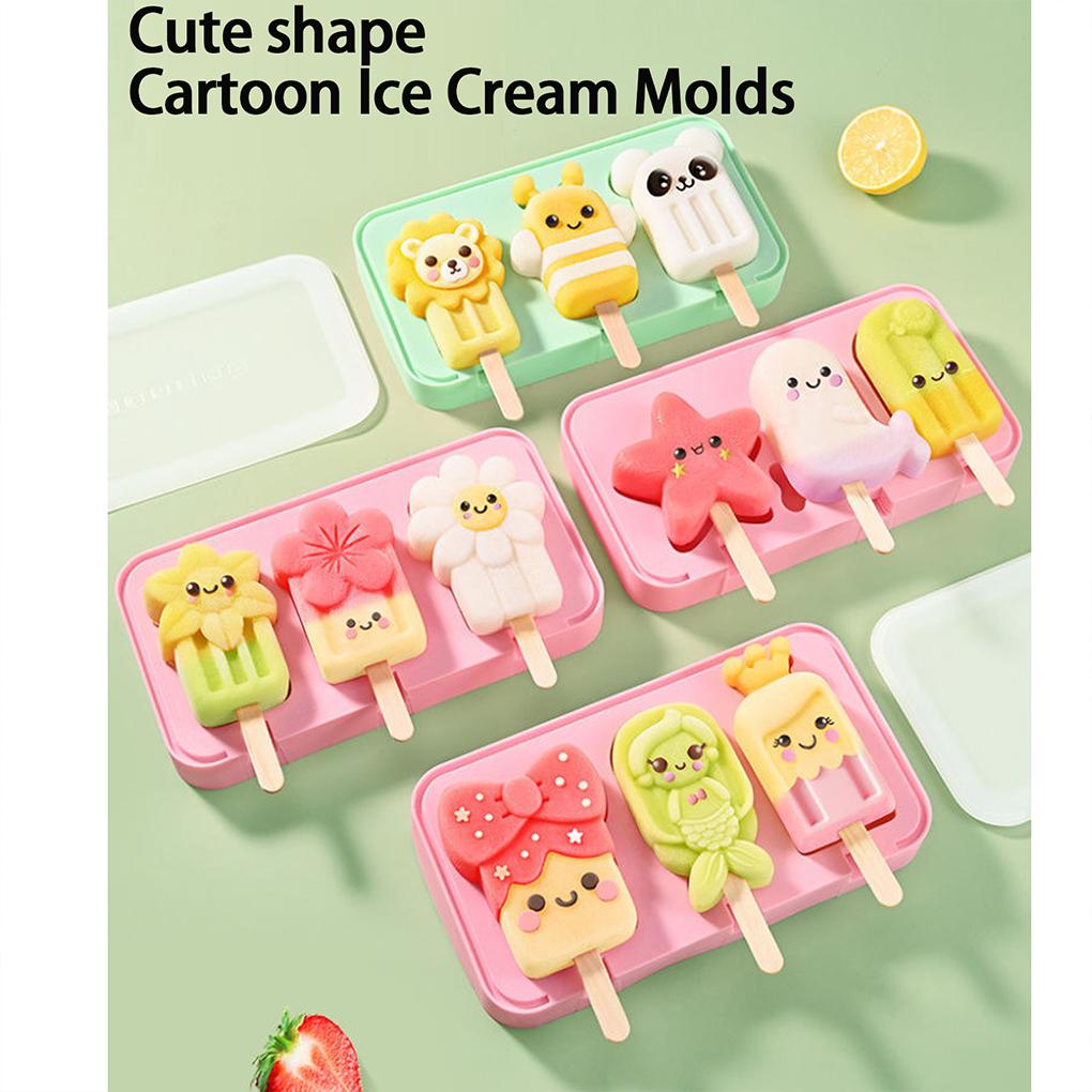 Silica Gel Silicone Small Popsicles Molds With 50 Wooden Sticks Easy-release Homemade Ice Molds Set