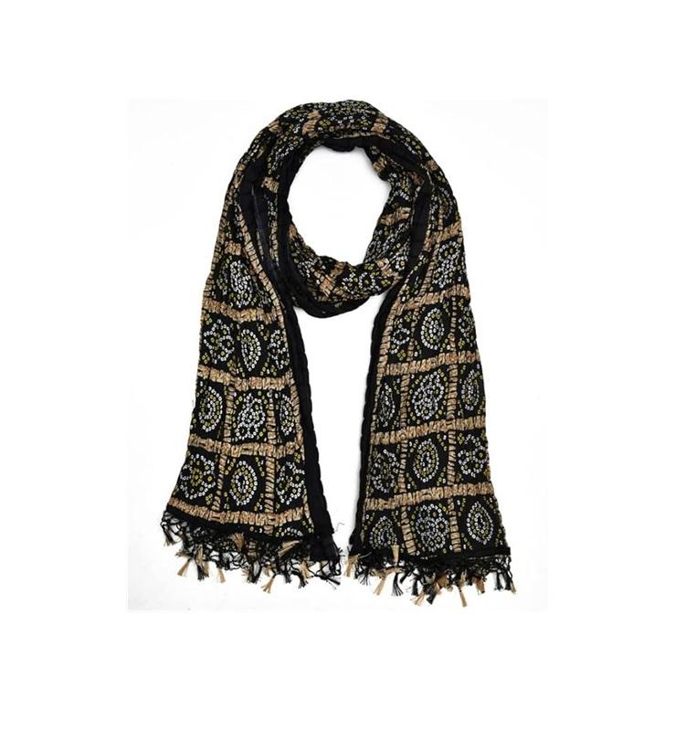 

TreegoArt Fashion Women s Rajasthani Printed Traditional Silk Bandhej Dupatta Chunni Scarf - Pack Of 1 чёрный