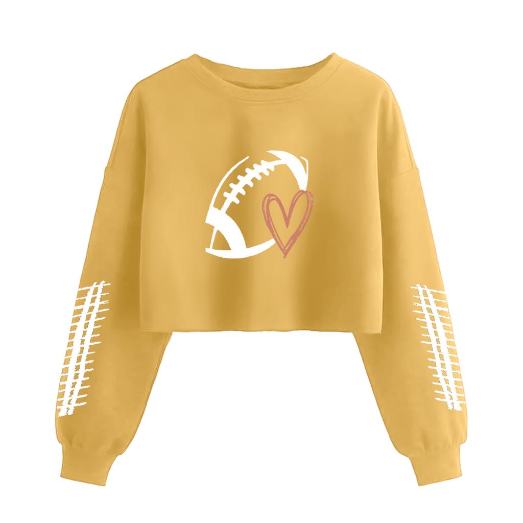 Women's Fashion Retro Printed Navel-Exposed Long Sleeve Pullover Sweatshirt